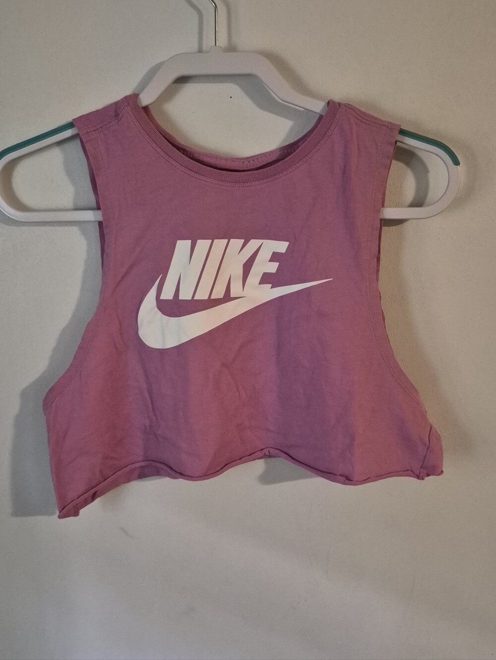 Women's Nike Crop Top Size M Pink White Logo Sleeveless